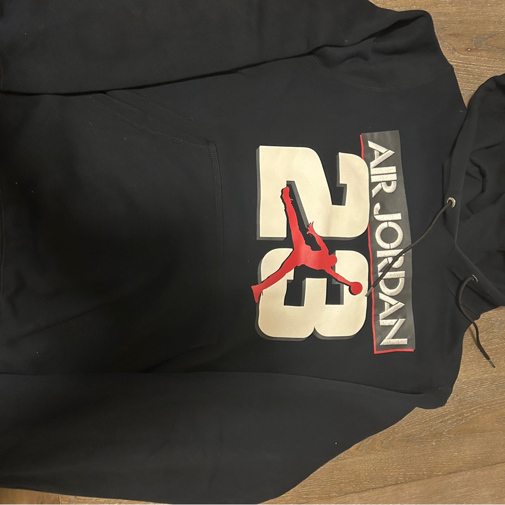 Air Jordan Black Hoodie With Red  White Logo Preowned Excellent